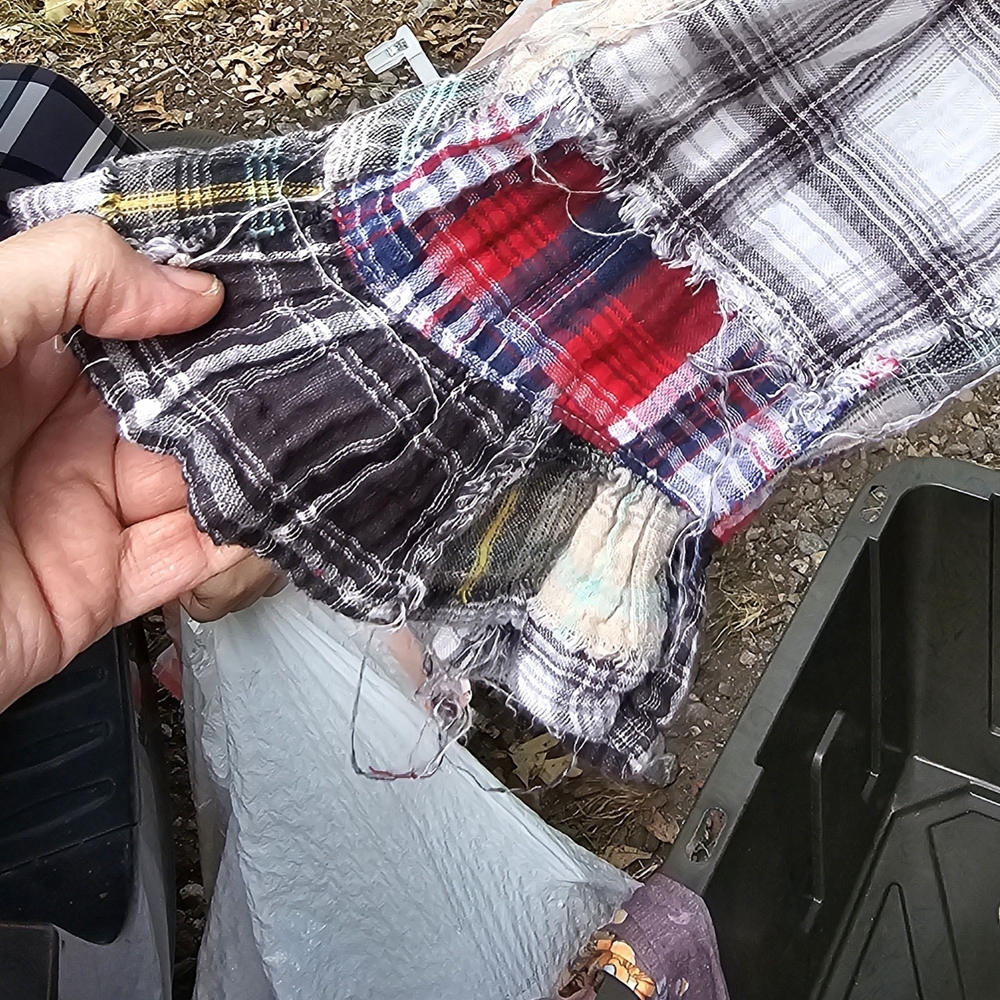 Plaid Patchwork Blouse - Red and Black M - Picture 2 of 5